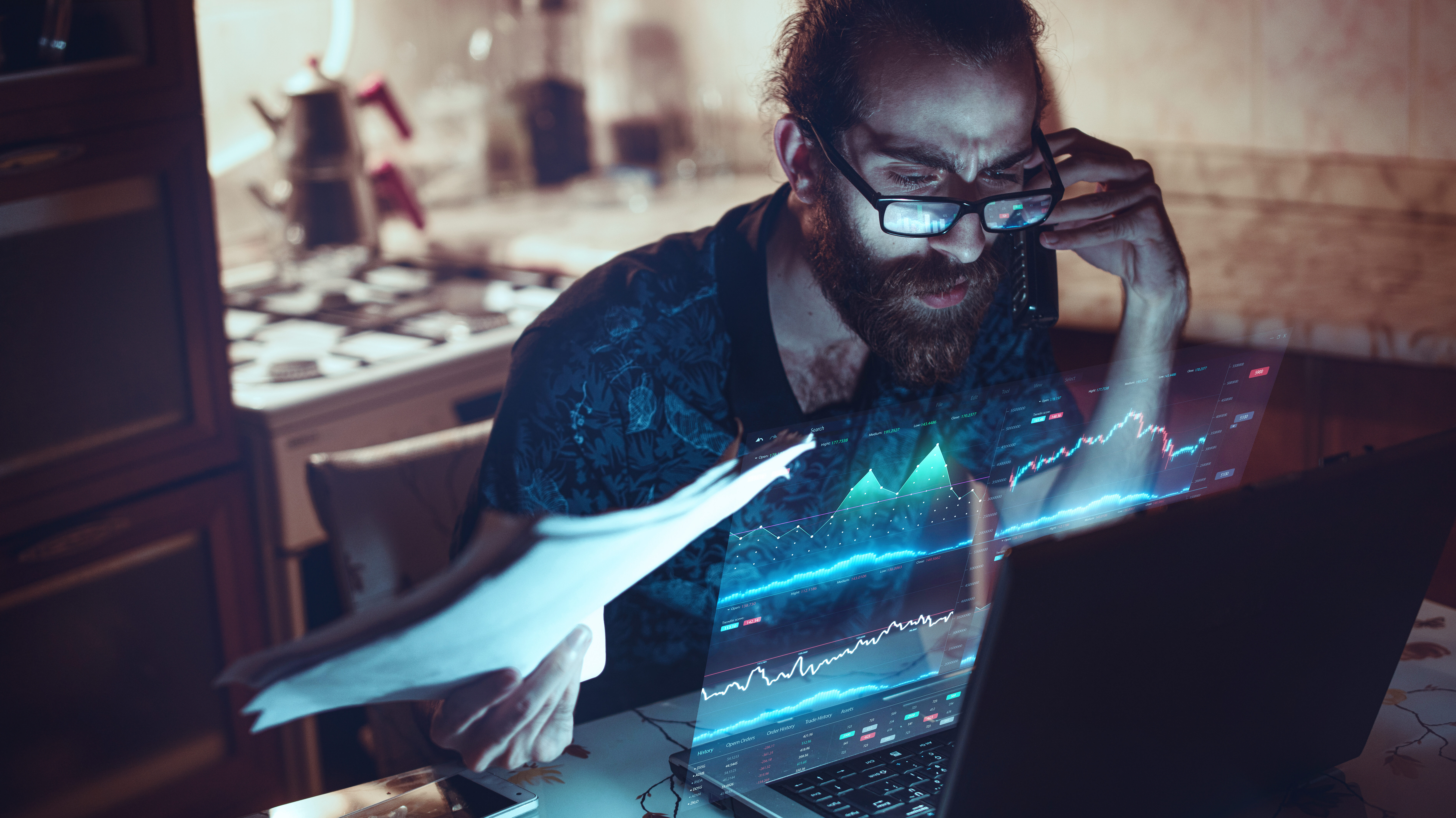 freelancer stock market trading analysis from home high technology concept e1699539442994