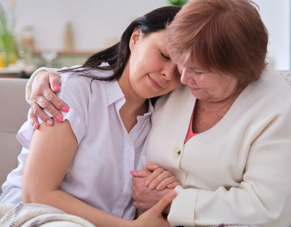 happy elderly mother chatting with her smiling middle aged daughter positive impact of social e1700025877677