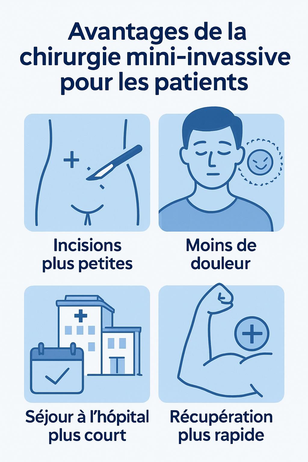 Chirurgie mini-invasive à Longueuil : limiter la durée d’hospitalisation 8 découvrez les avantages de la chirurgie mini-invasive à longueuil, une technique moderne qui réduit la durée d’hospitalisation pour un rétablissement plus rapide et moins douloureux.
